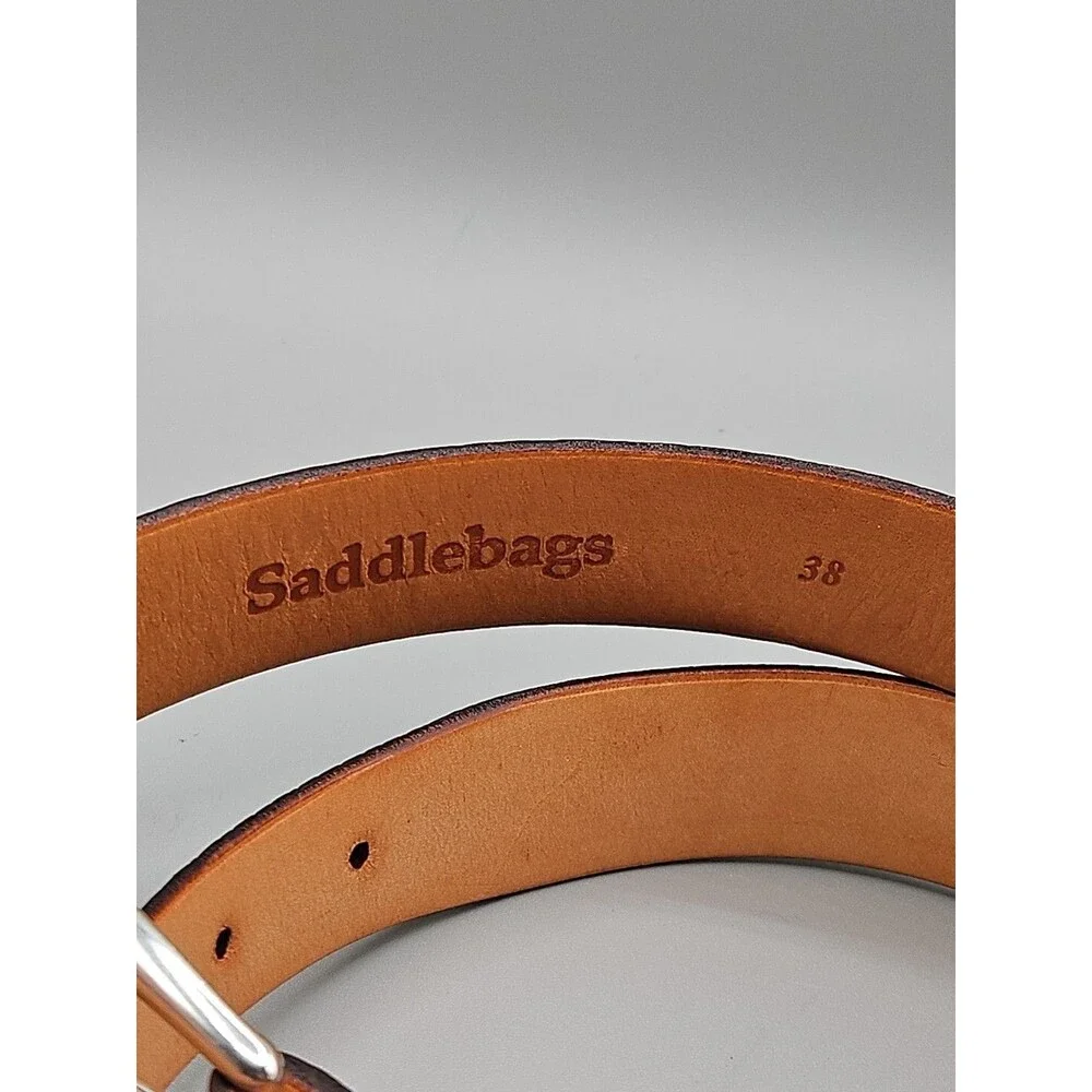 Genuine African Ostrich Leg Saddlebags Leather Brown Belt Made In USA 38
